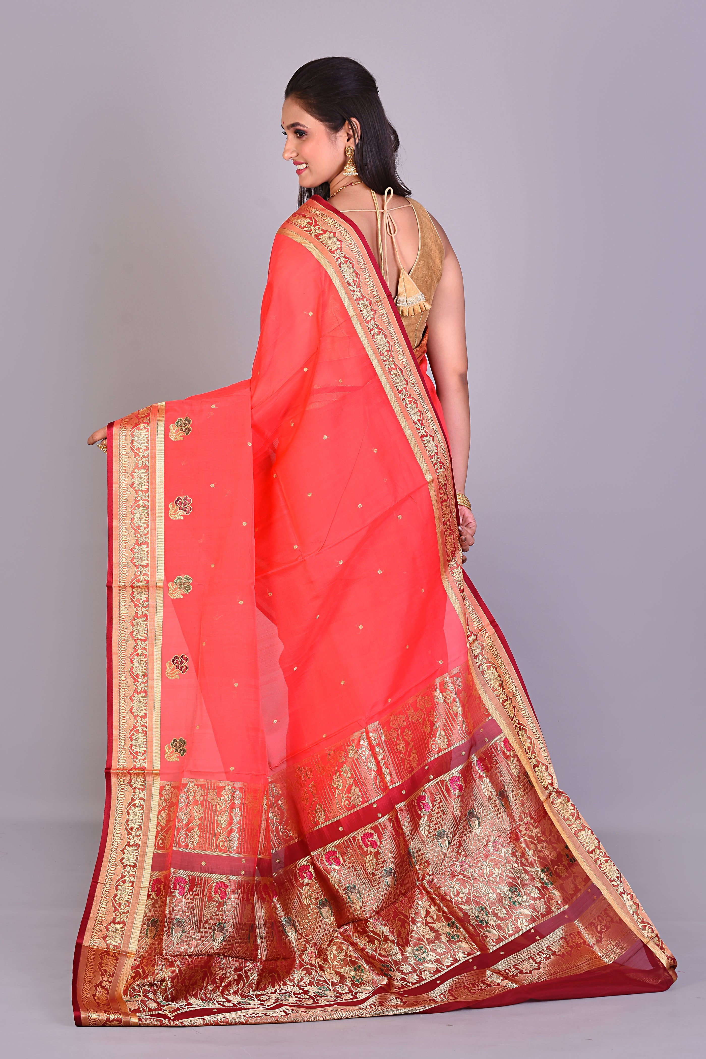 Pink Pattu Silk Saree with Maroon Borders - Keya Seth Exclusive