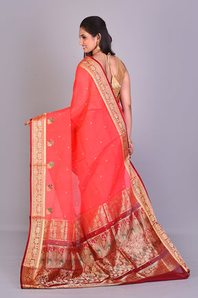 Pink Pattu Silk Saree with Maroon Borders - Keya Seth Exclusive