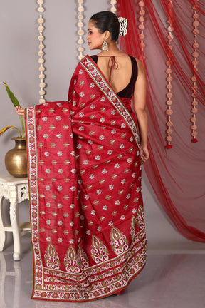 Magenta Blended Tussar Saree - Keya Seth Exclusive