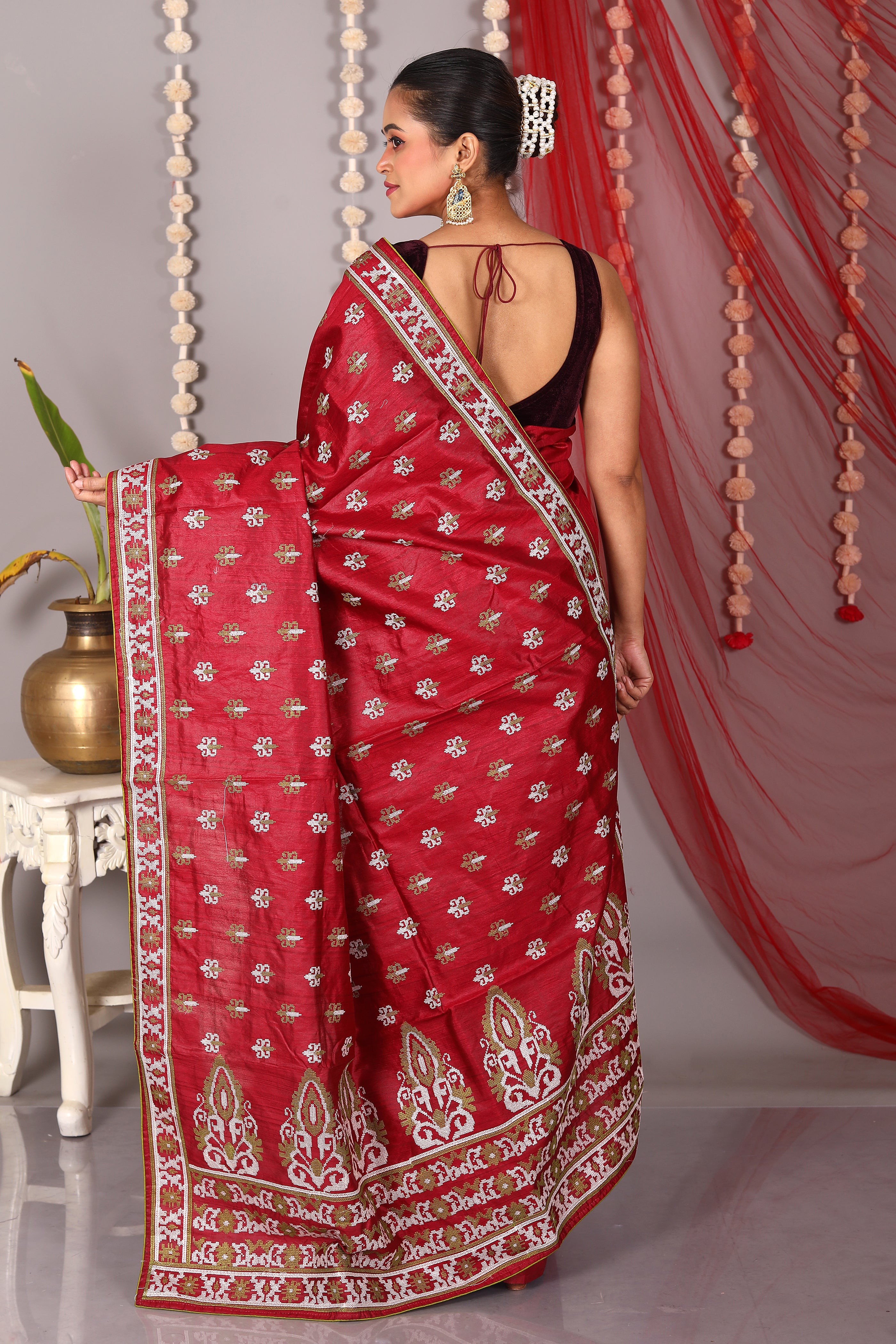 Magenta Blended Tussar Saree - Keya Seth Exclusive