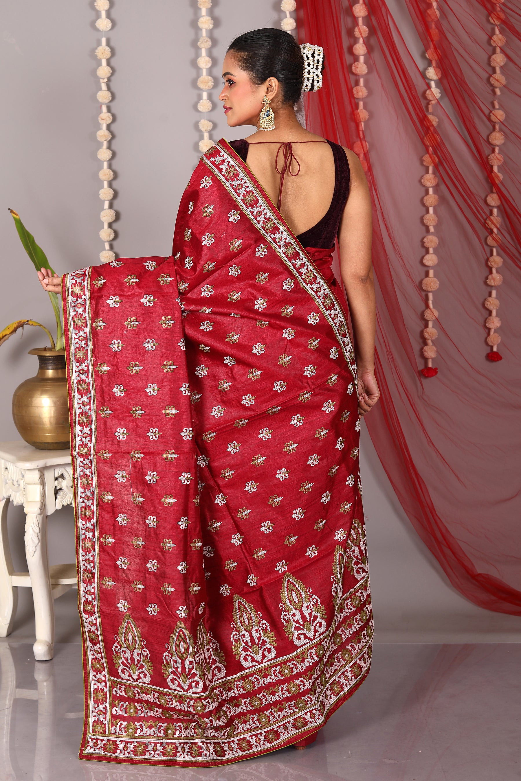 Magenta Blended Tussar Saree - Keya Seth Exclusive