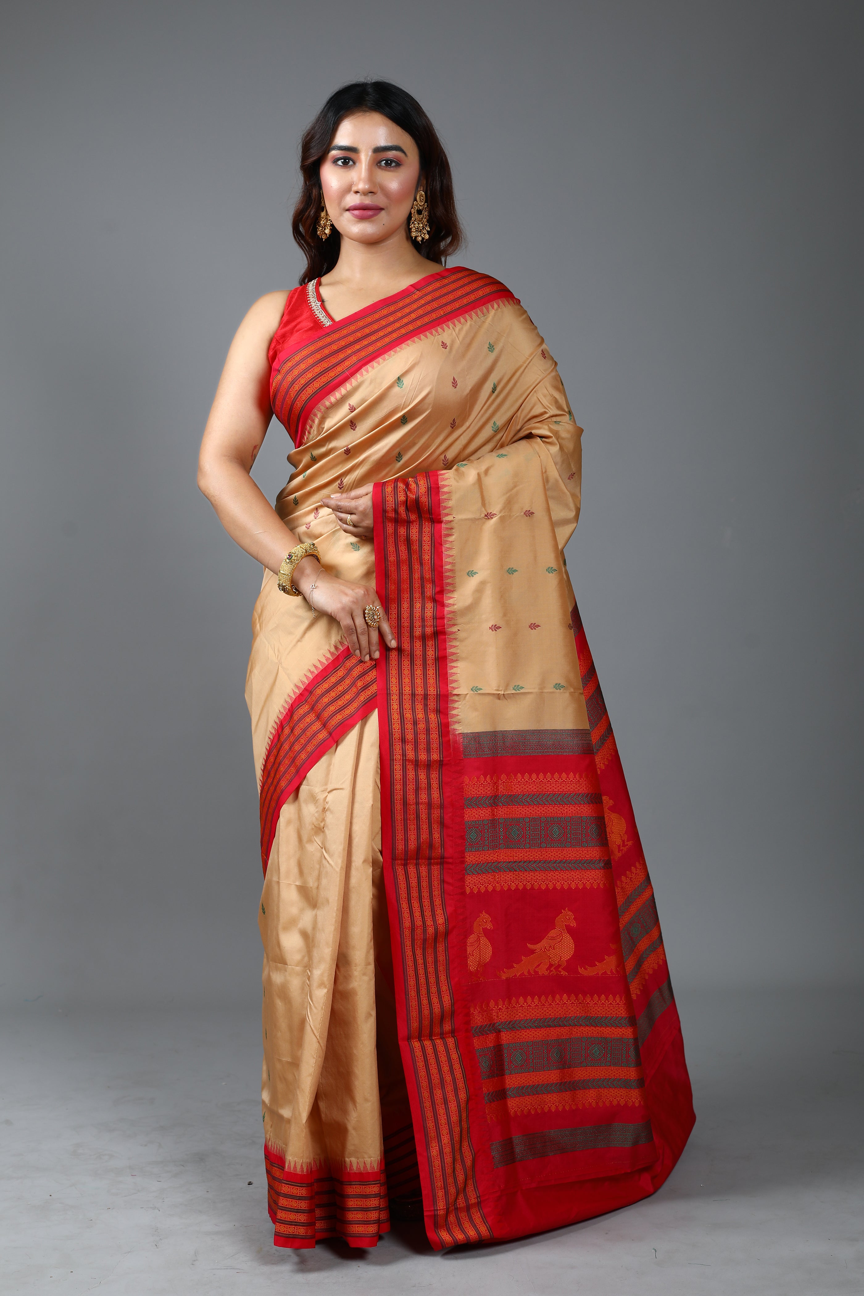 Beige Blended Bomkai Saree