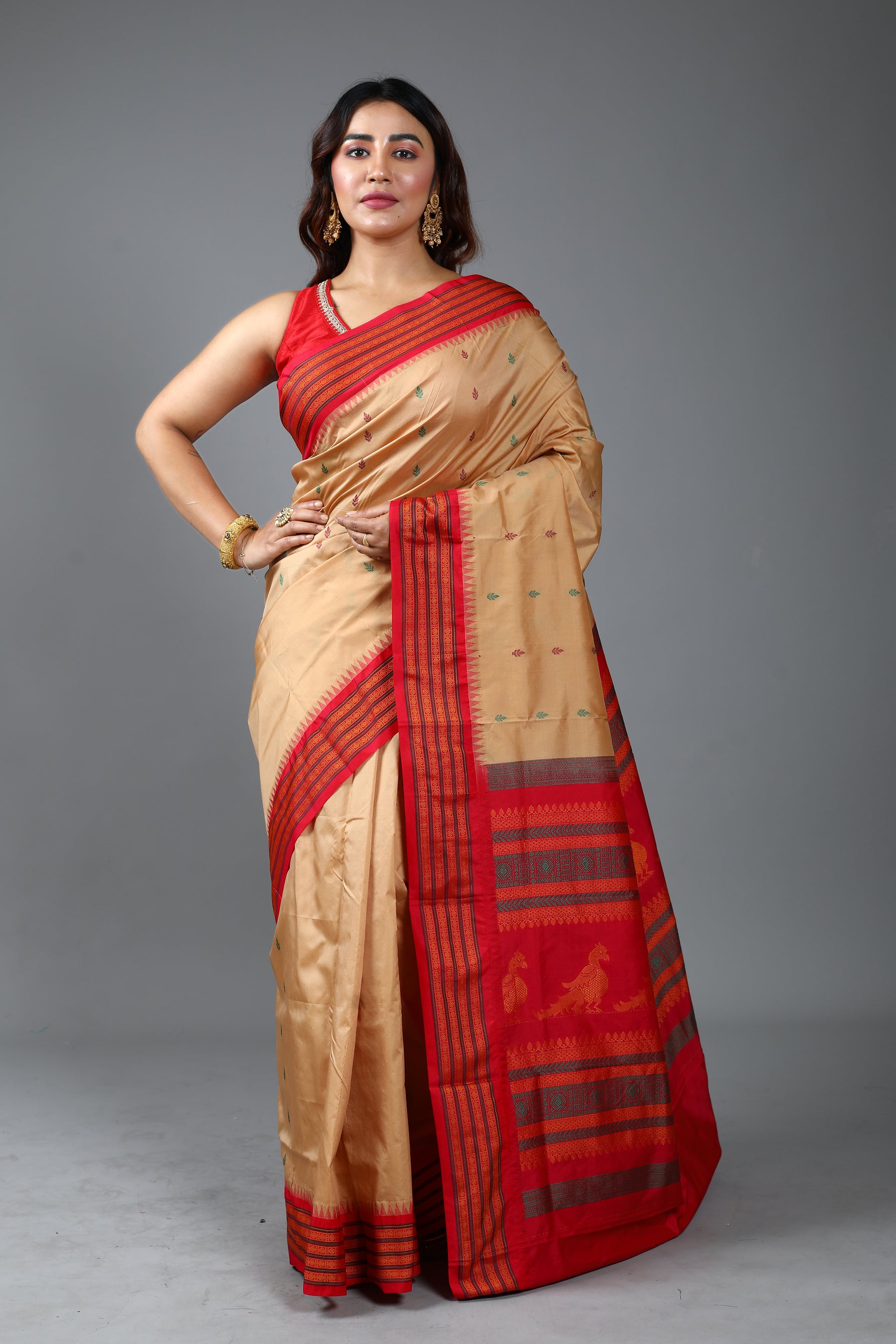 Beige Blended Bomkai Saree
