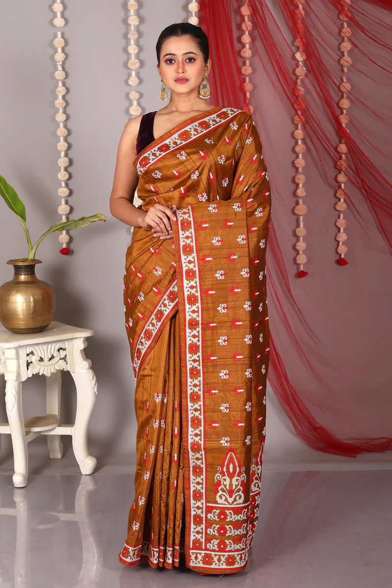Rust Blended Tussar Saree - Keya Seth Exclusive