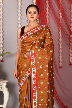 Rust Blended Tussar Saree - Keya Seth Exclusive