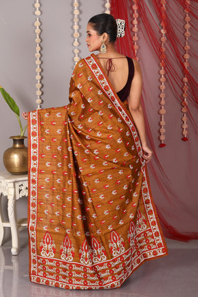 Rust Blended Tussar Saree - Keya Seth Exclusive