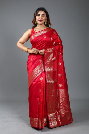 Red Pure Katan Silk Saree