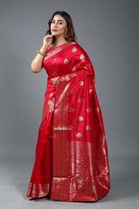 Red Pure Katan Silk Saree