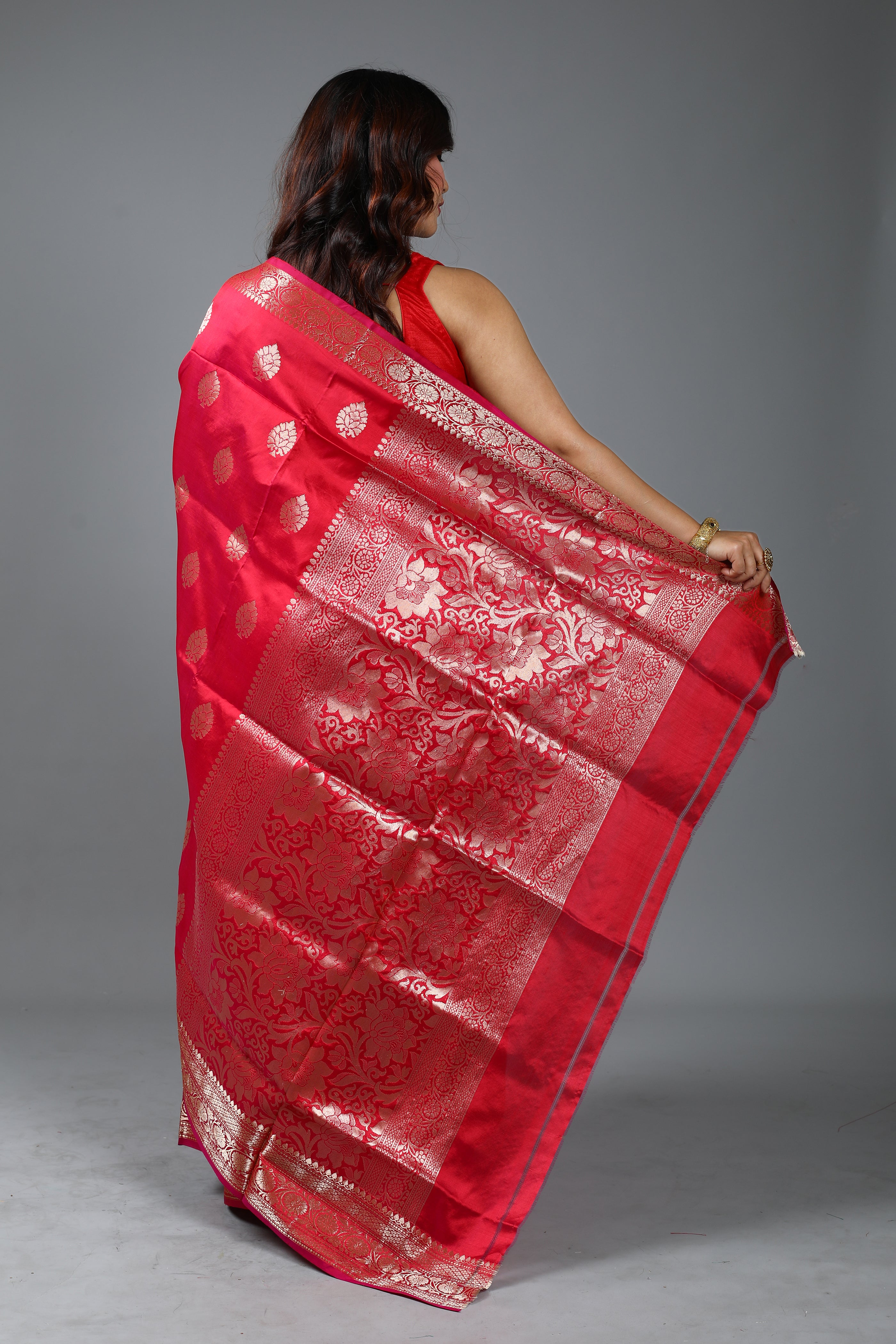 Red Pure Katan Silk Saree