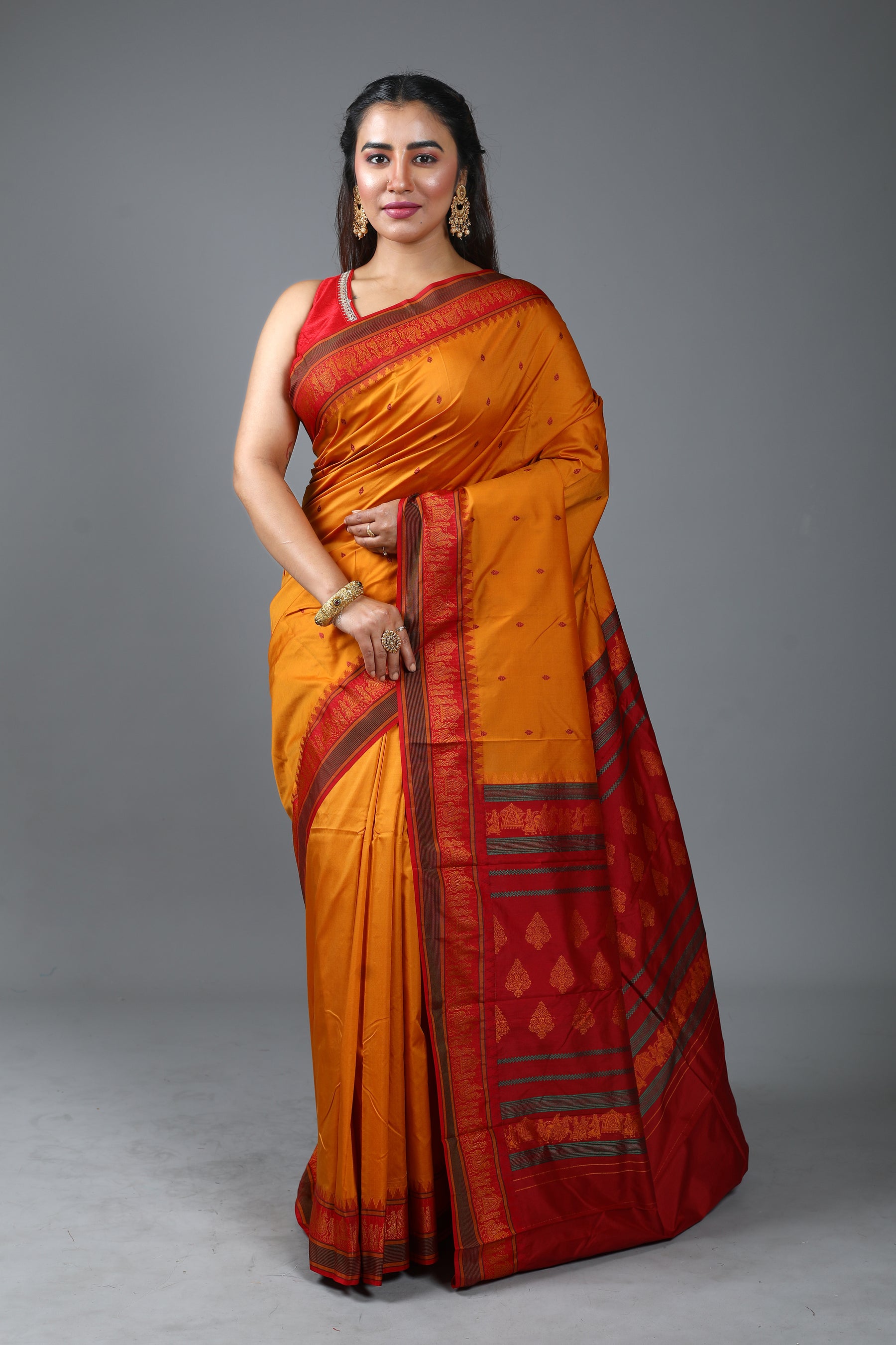 Yellow Blended Bomkai Saree