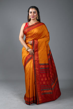 Yellow Blended Bomkai Saree