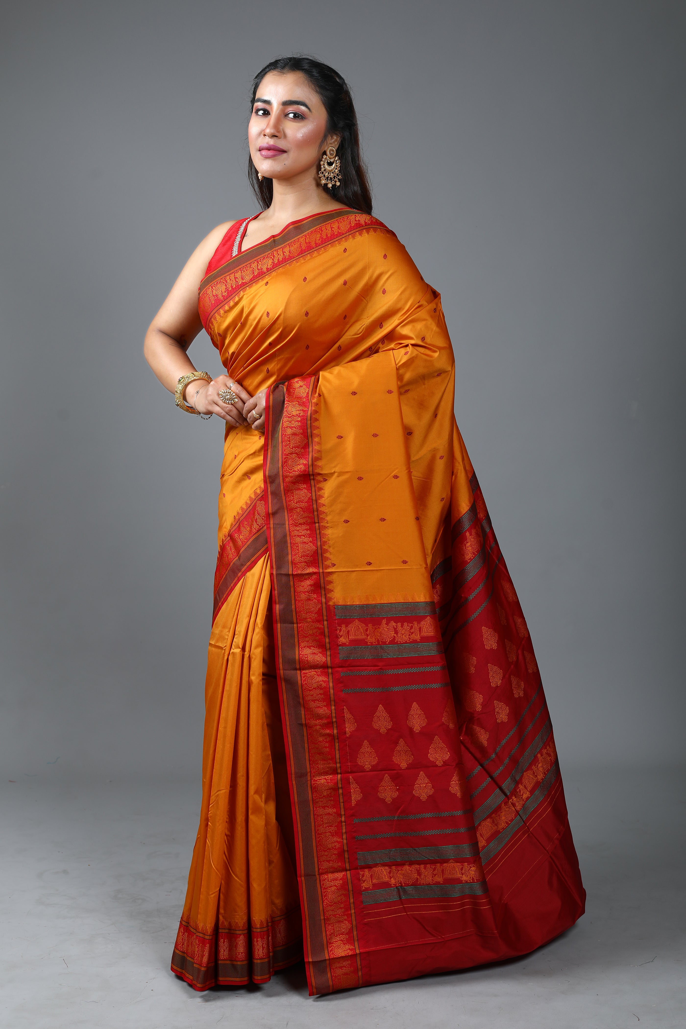 Yellow Blended Bomkai Saree