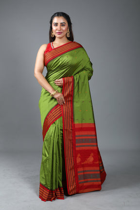 Olive Green Blended Bomkai Saree
