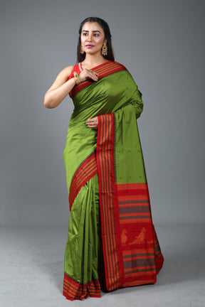 Olive Green Blended Bomkai Saree