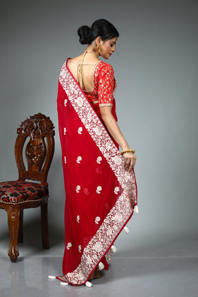 Maroon Blended Fancy Georgette Saree