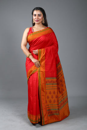 Red Blended Bomkai Saree