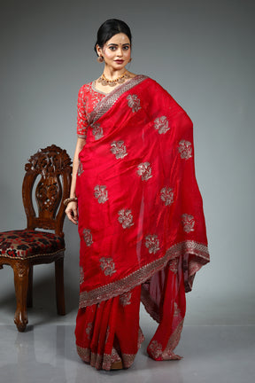 Pink Blended Georgette Fancy Saree