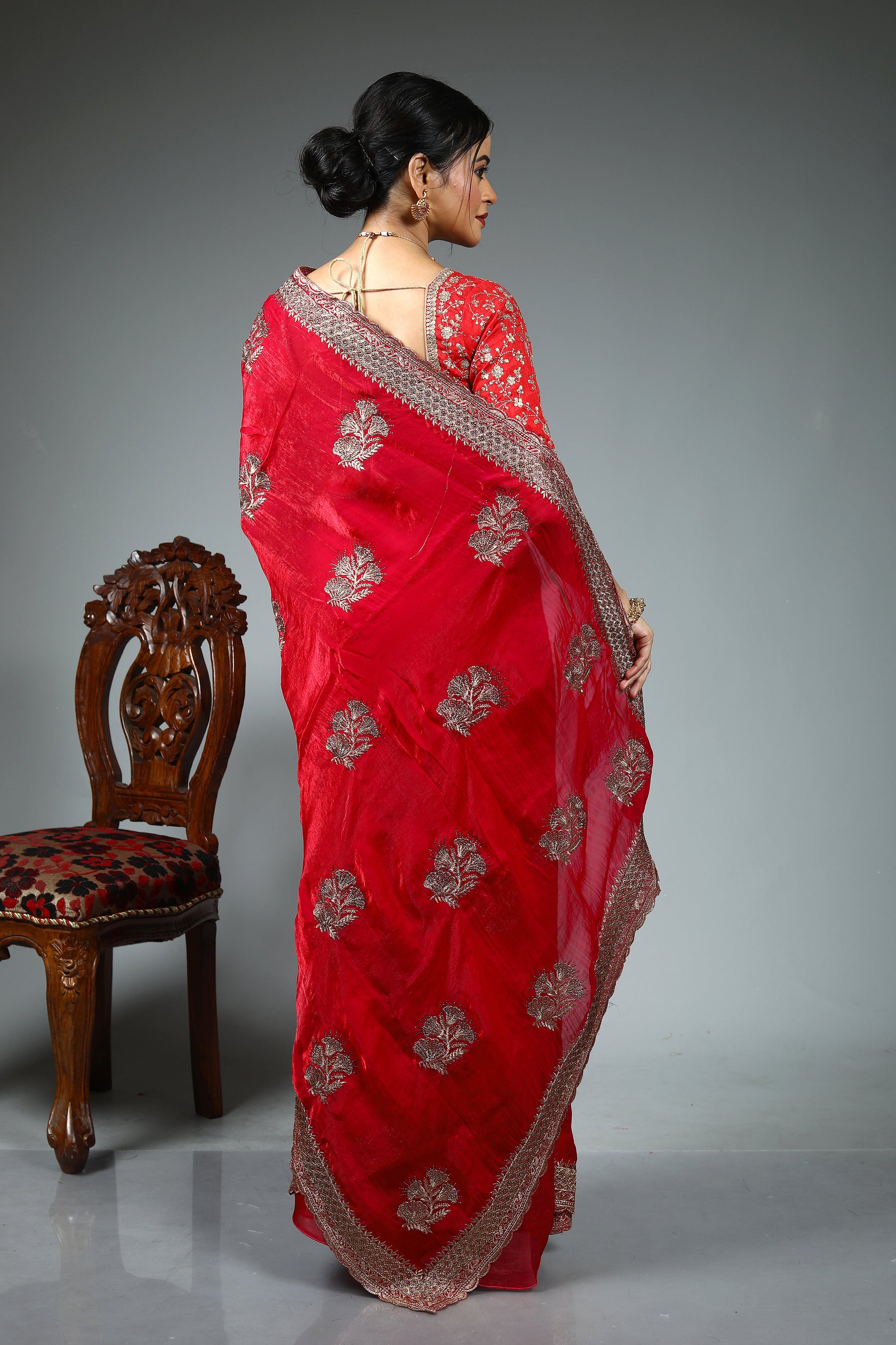 Pink Blended Georgette Fancy Saree