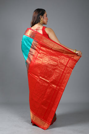 Rama Green Blended Kanjivaram Silk Saree