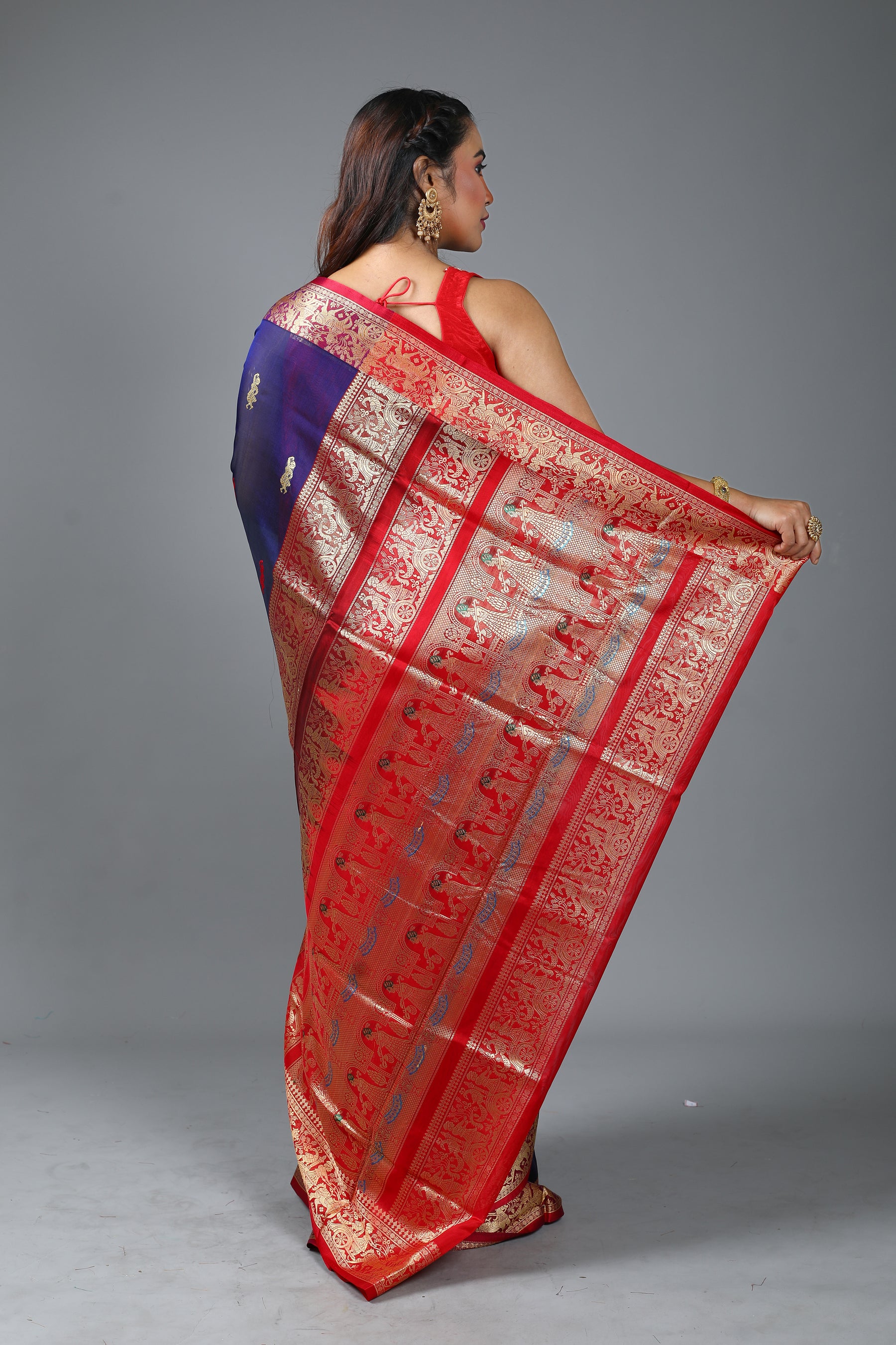 Navy Blue Blended Kanjivaram Silk Saree