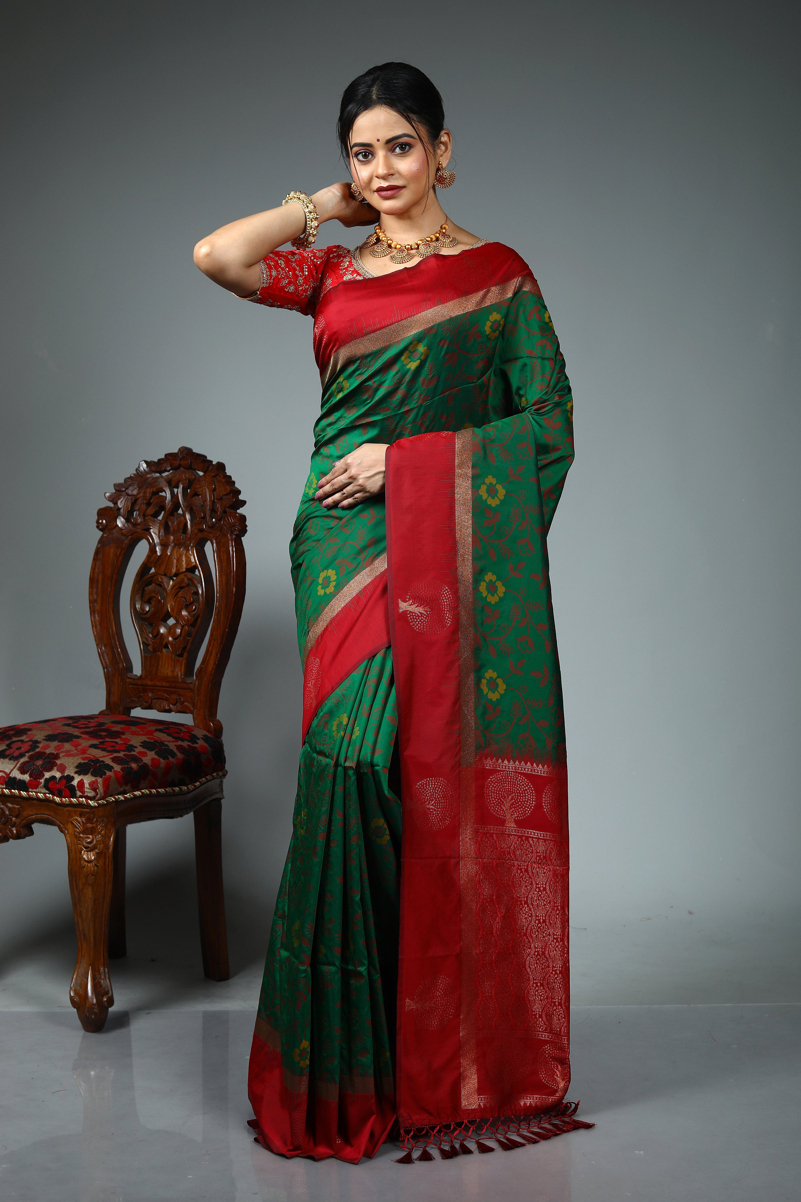 Green Blended Silk Saree
