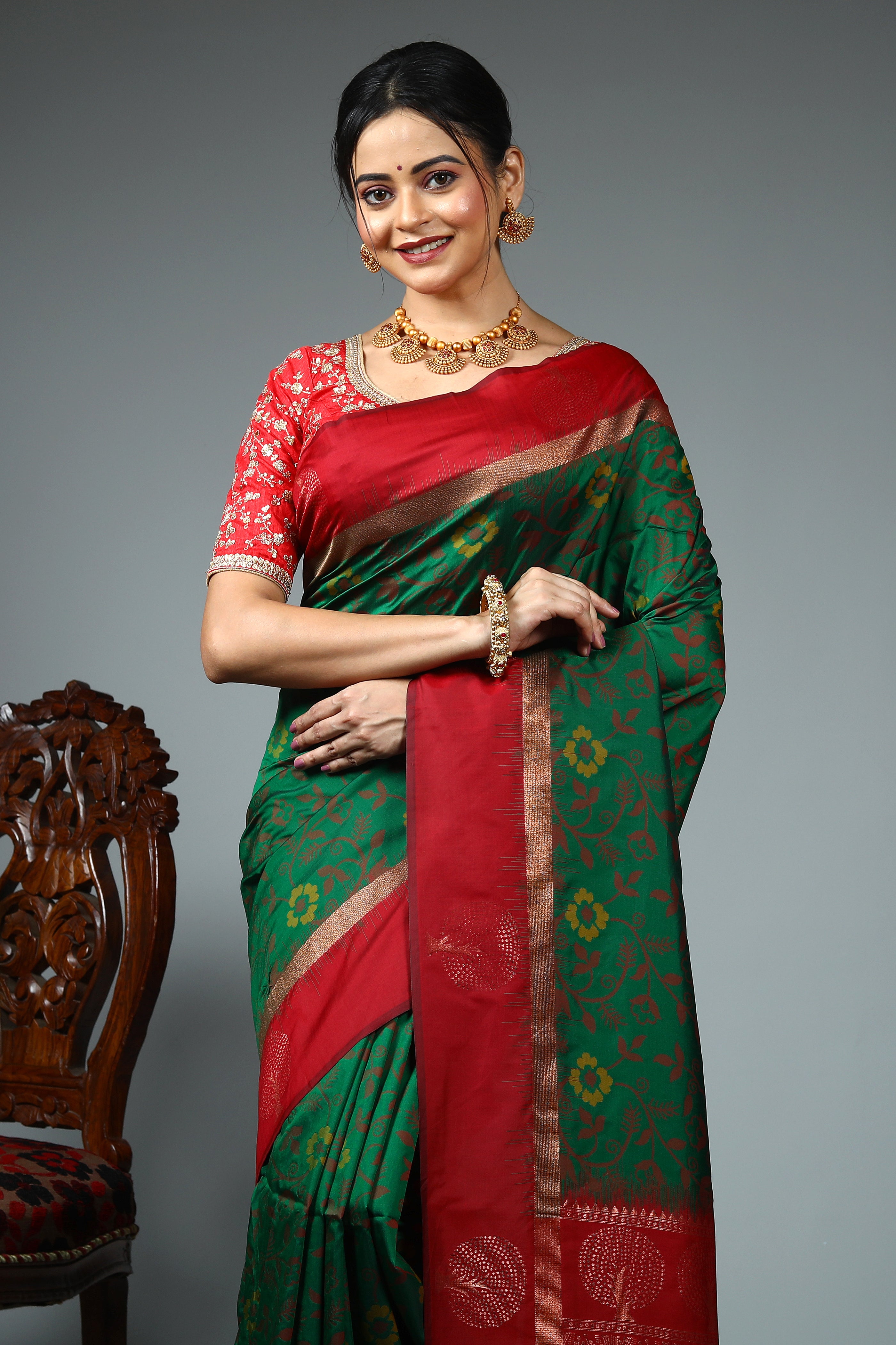 Green Blended Silk Saree