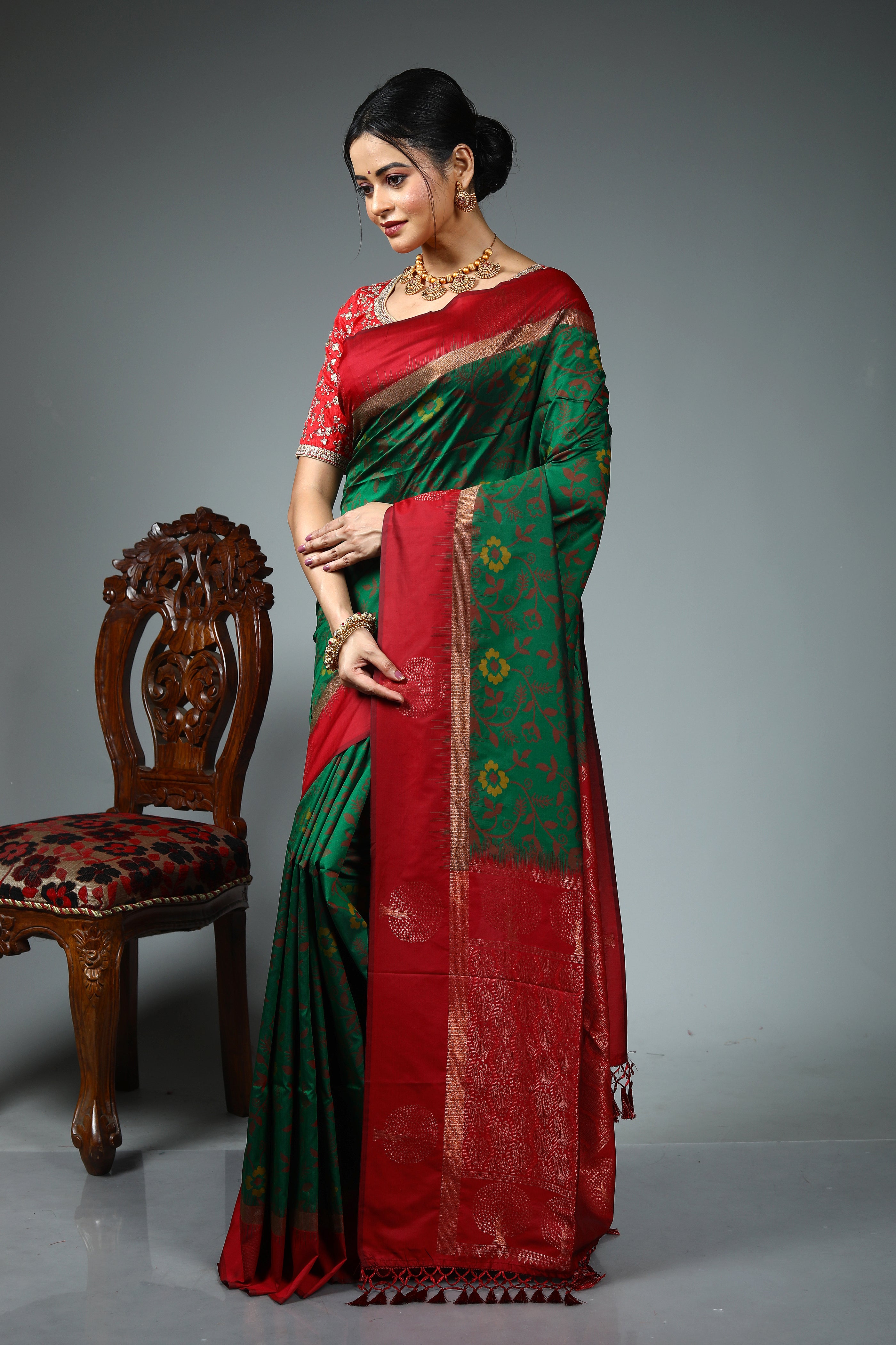 Green Blended Silk Saree