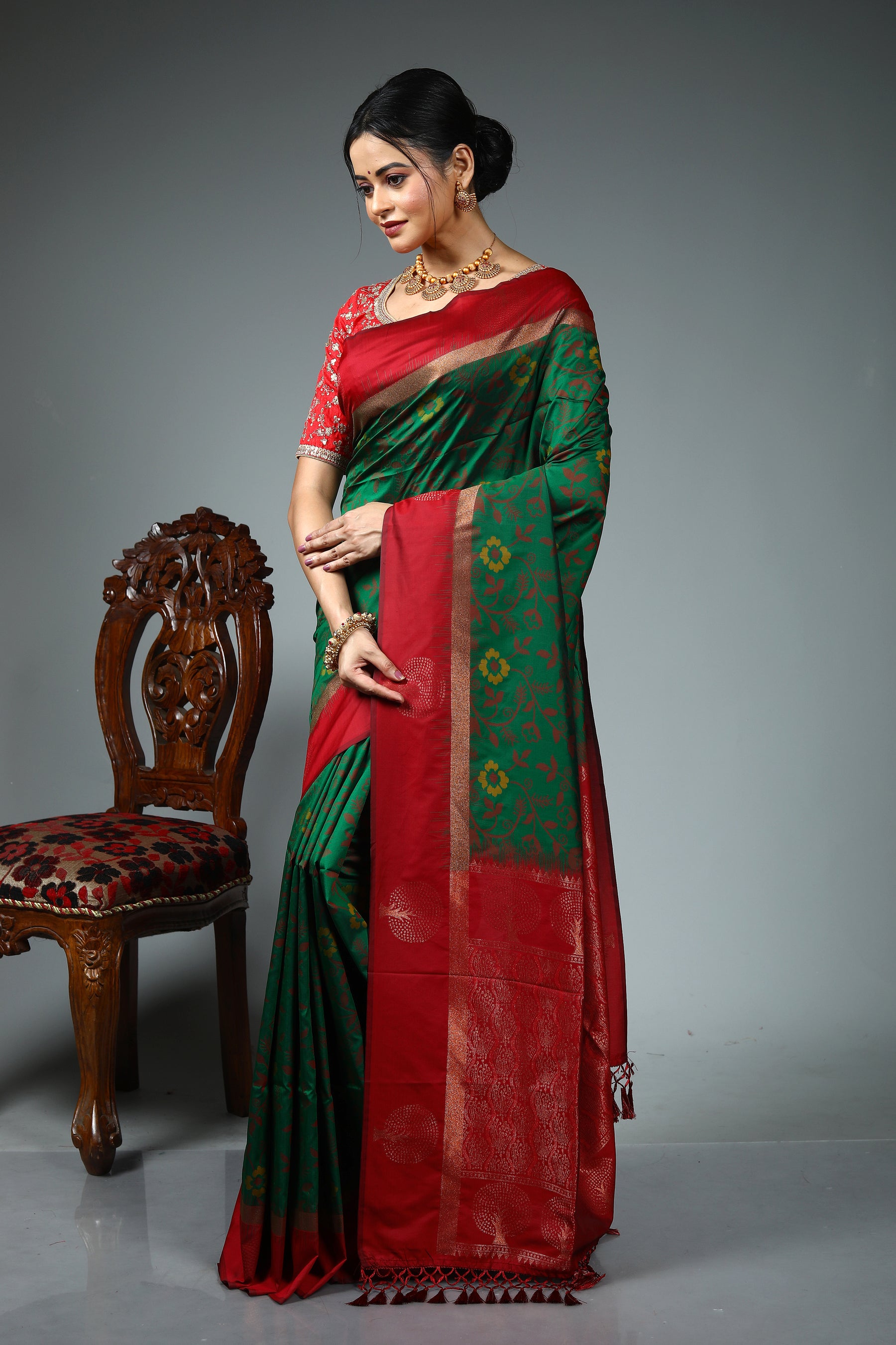 Green Blended Silk Saree