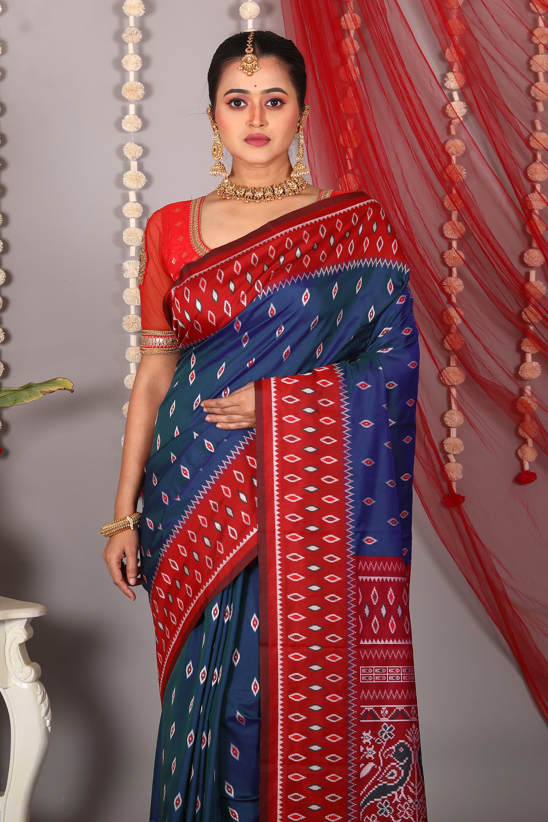 Blue Blended Ikkat Silk Saree - Keya Seth Exclusive