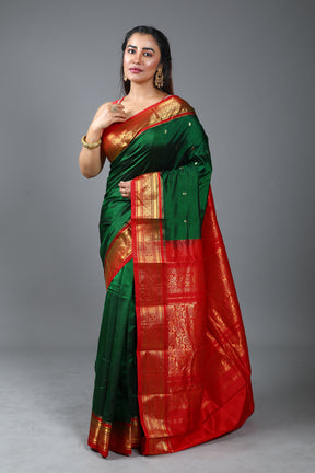 Emerald Green Pure Kanjivaram Silk Saree