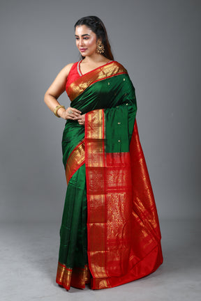 Emerald Green Pure Kanjivaram Silk Saree
