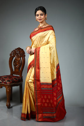 Light Yellow Blended Silk Saree