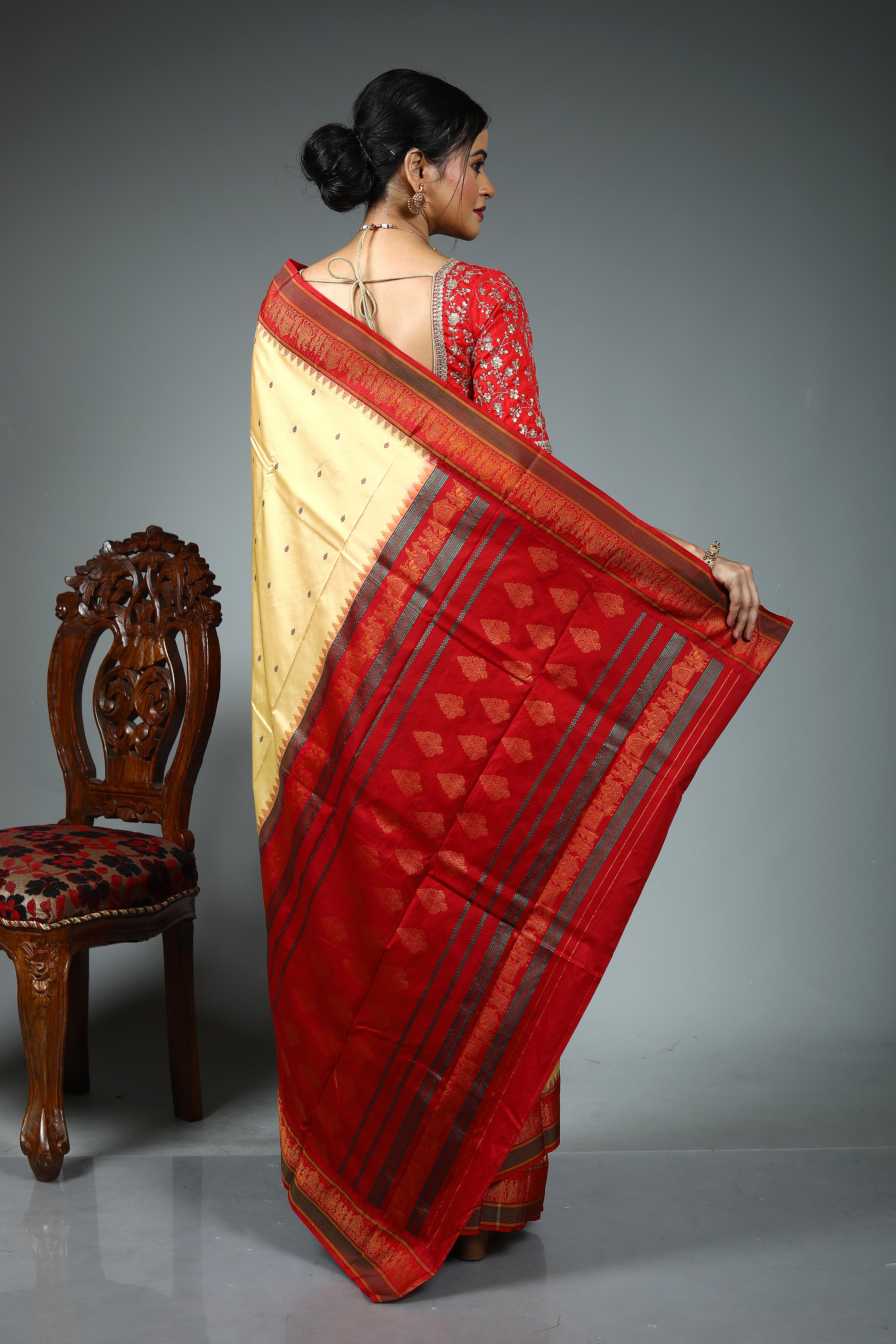 Light Yellow Blended Silk Saree