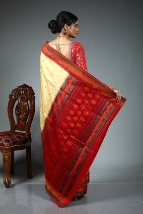 Light Yellow Blended Silk Saree