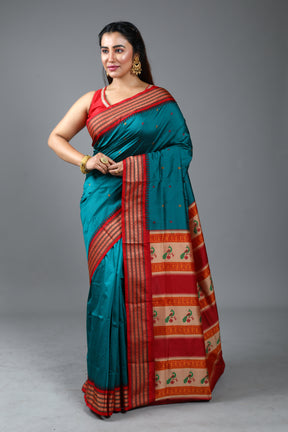 Rama Green Blended Bomkai Saree