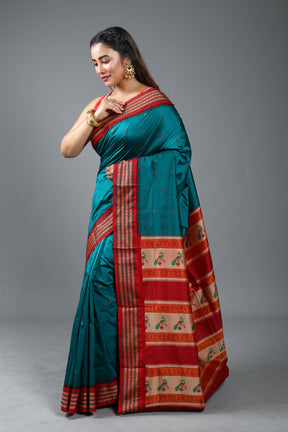 Rama Green Blended Bomkai Saree