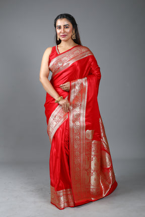 Red Blended Banarasi Saree