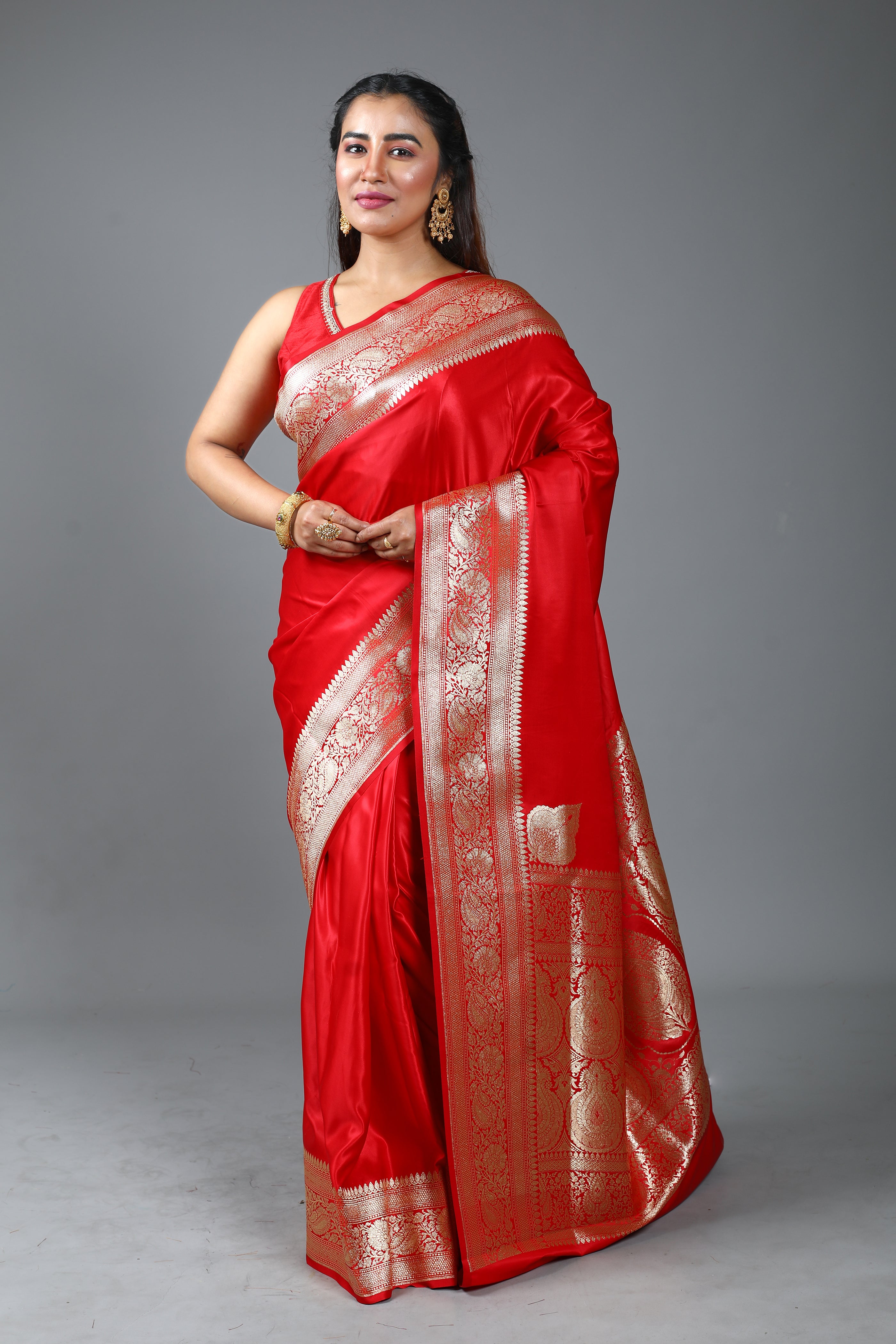Red Blended Banarasi Saree