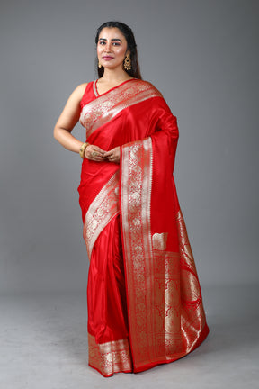 Red Blended Banarasi Saree