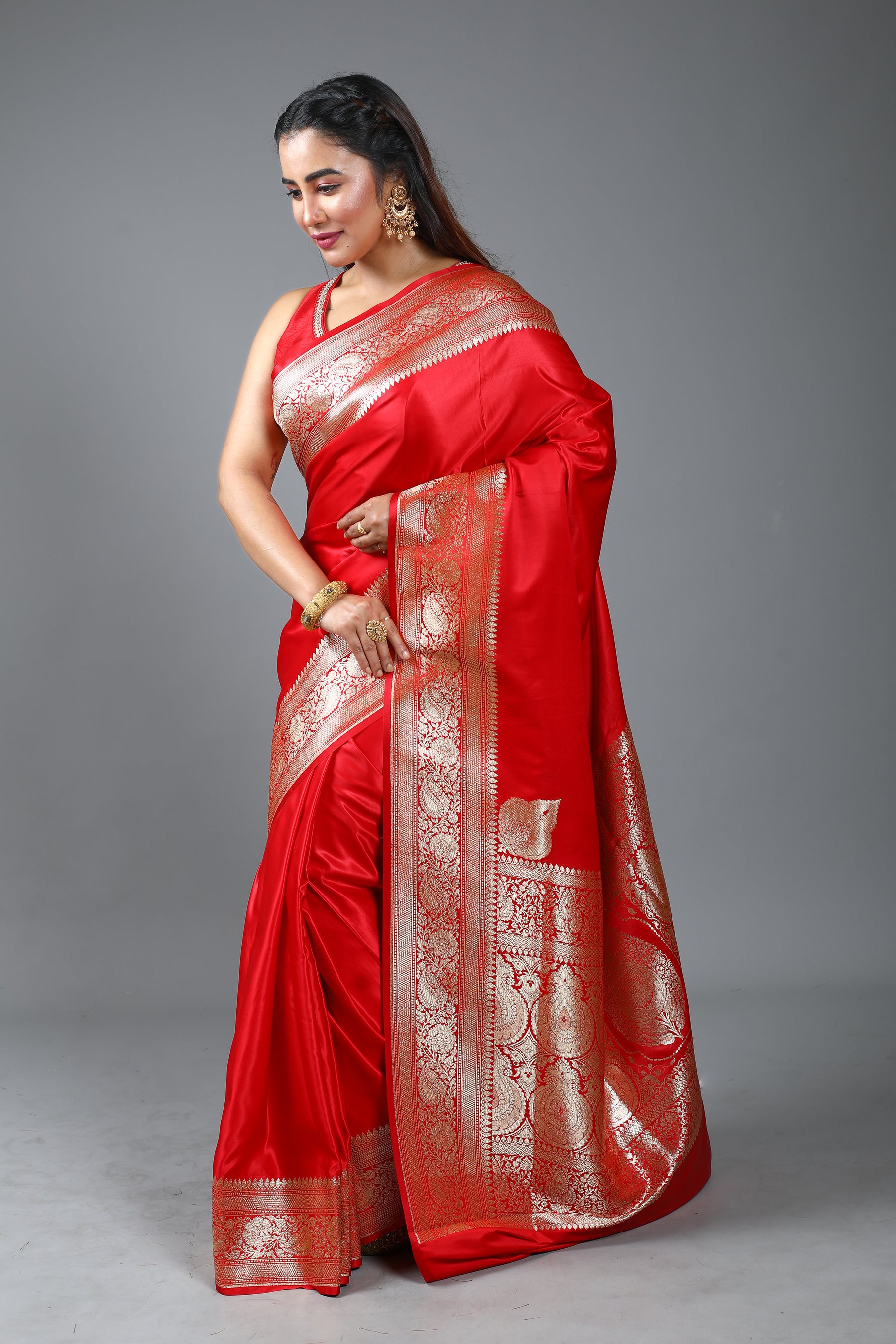 Red Blended Banarasi Saree
