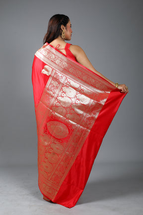 Red Blended Banarasi Saree