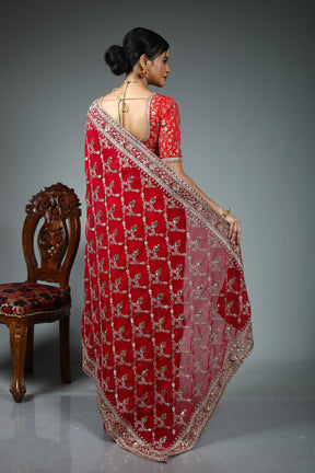 Deep Pink Blended Fancy Georgette Sare