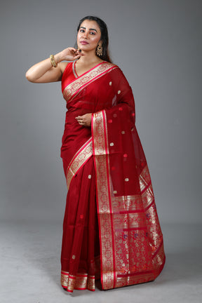 Maroon Blended Pattu Silk Saree