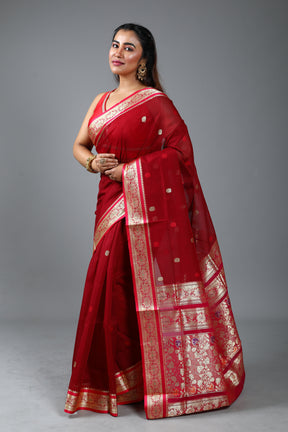 Maroon Blended Pattu Silk Saree