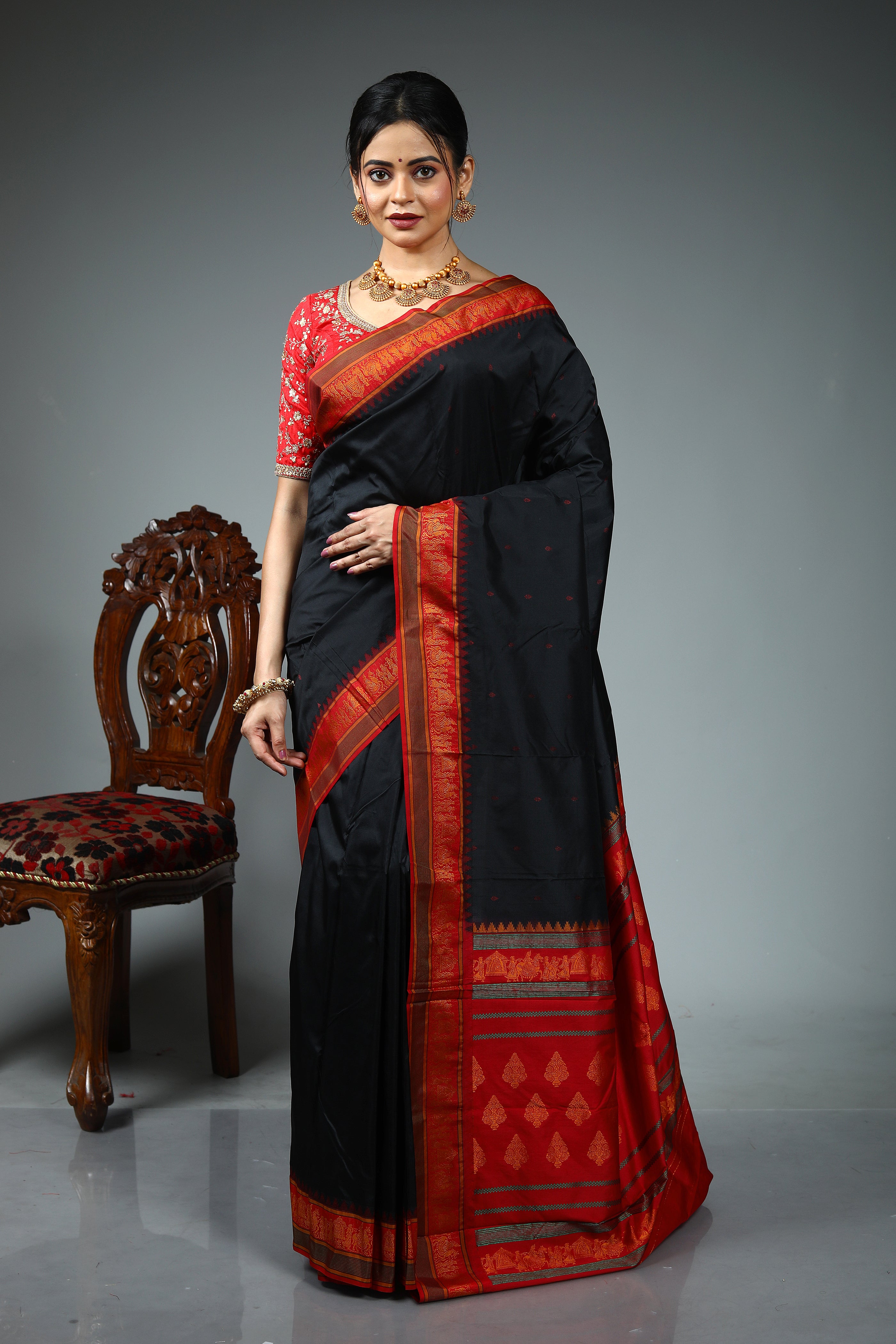 Black Blended Silk Saree