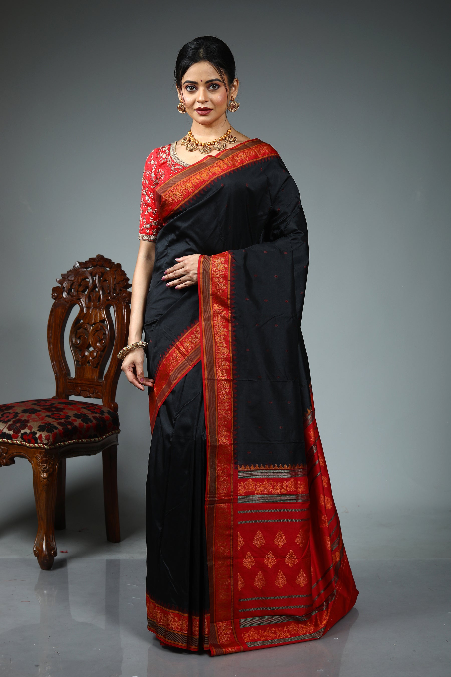 Black Blended Silk Saree