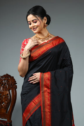 Black Blended Silk Saree