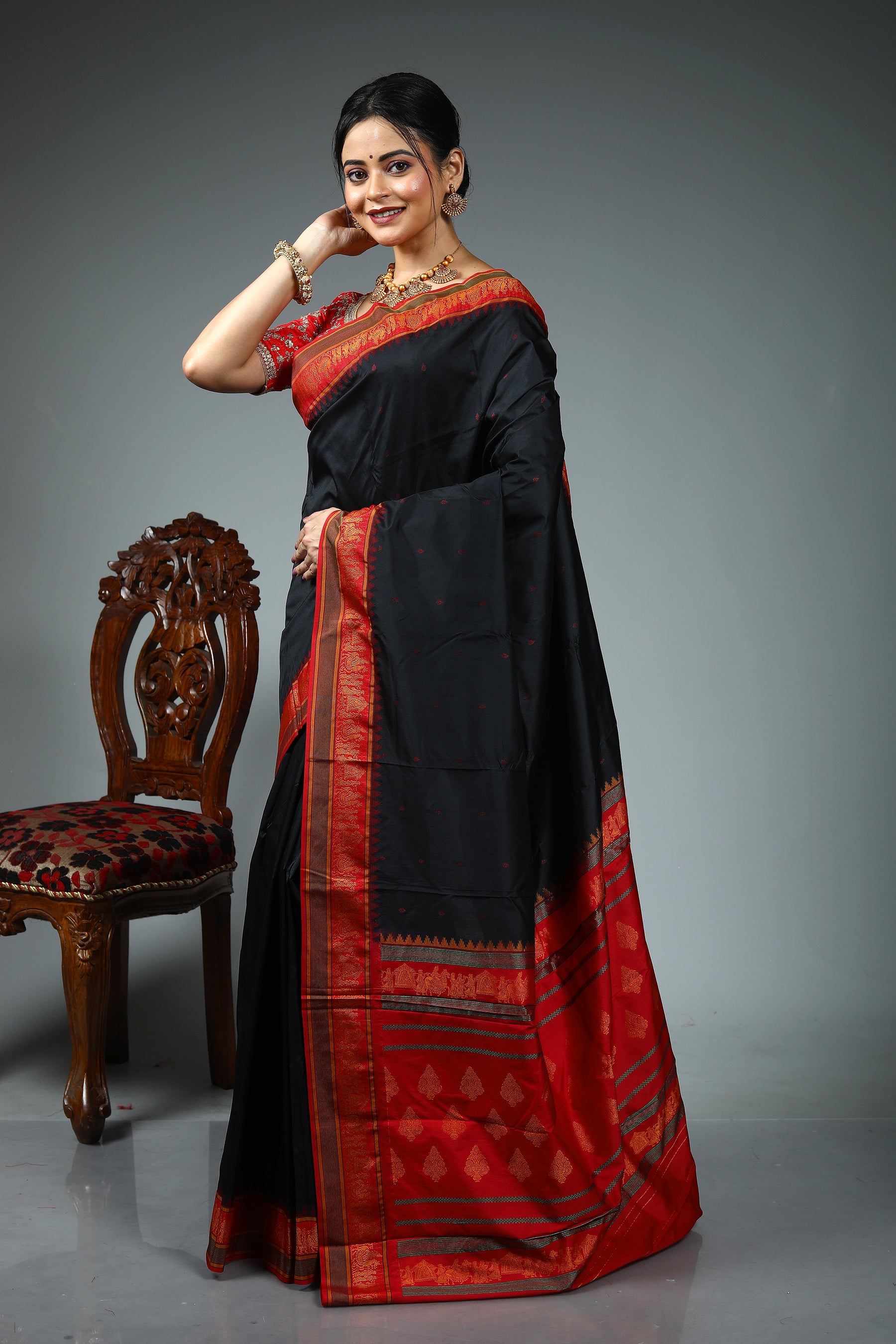 Black Blended Silk Saree
