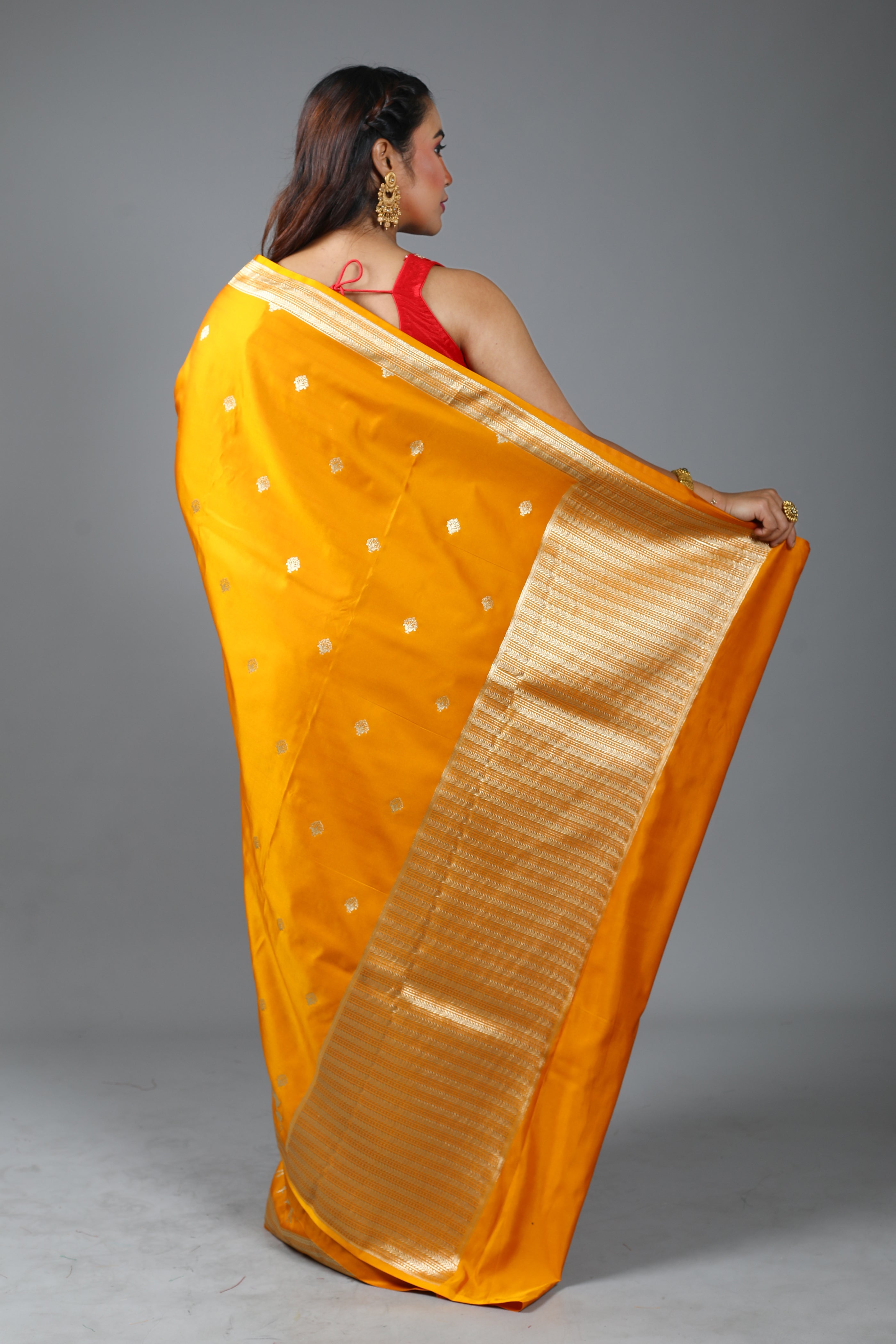 Yellow Blended Mushro Silk Saree