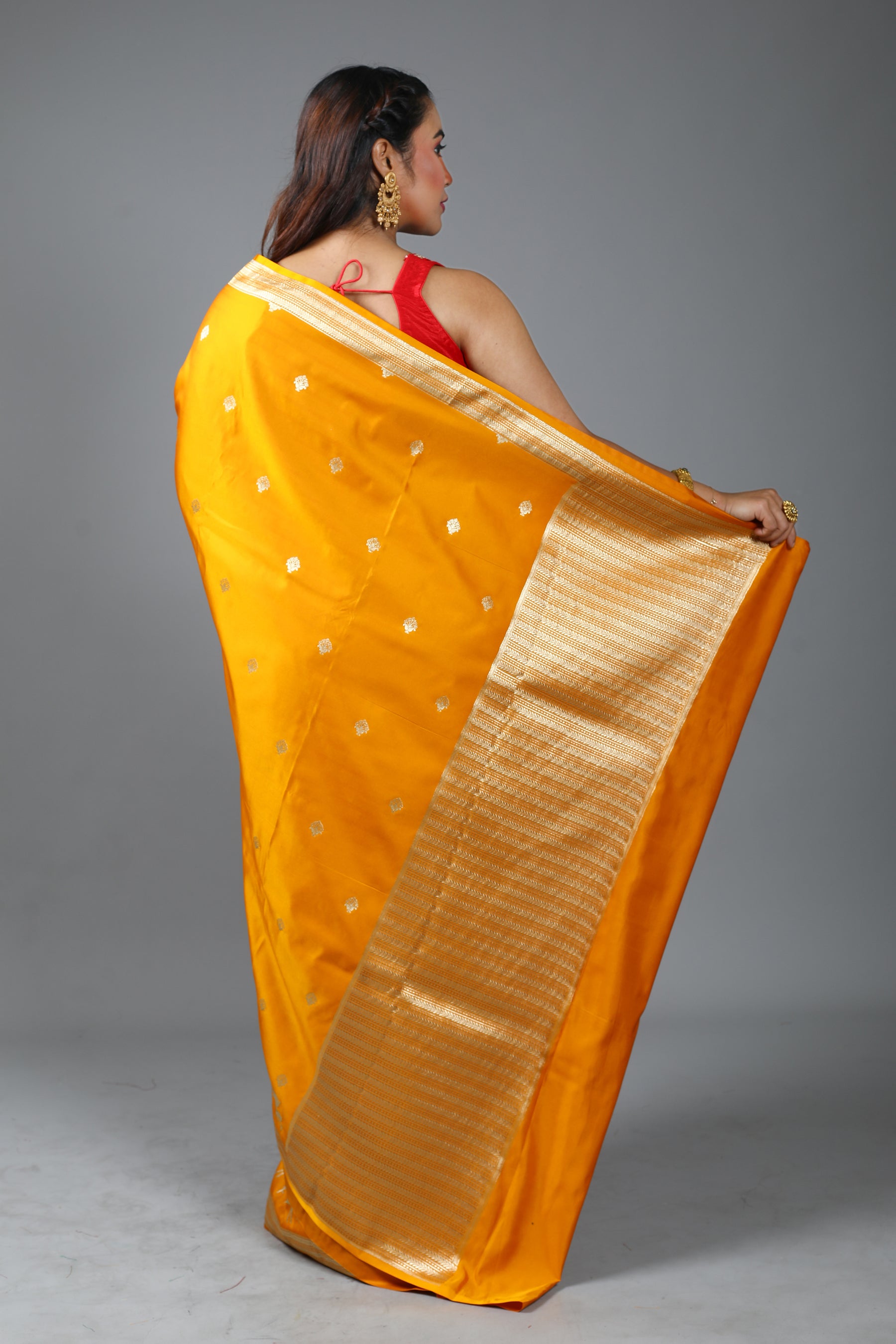 Yellow Blended Mushro Silk Saree
